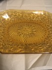 Vintage Indiana Glass 9  Dinner Plate Pineapple Floral Amber Scalloped Usa Rare