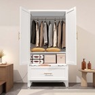 Metal Wardrobe Closet Armoire 2 Door 1 Drawer Storage Cabinet W  Hanging Rail