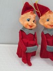 Vintage Felt Knee Hugger Pixie Elf Christmas Ornament Red Japan  
