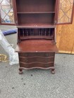 Vintage Mahogany 1940   s Secretary Desk Decorative Footing Very Nice With Key