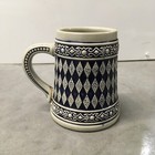 Vintage Gerz West Germany Beer Stein Mug Cup Blue White Glazed Diamond Deco