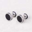Mens Surgical Steel Vintage Black Ear Stud Earrings Punk Retro Rock Jewelry 2pcs