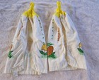 2 Vtg Mushroom Kitchen Dish Towels Crochet Hanging Hand Towel Yellow Kitsch 