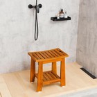 14  Compact Teak Shower Stool With Shelf   Handle-waterproof non-slip Bath Bench