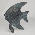 Vintage Patina Brass Angel Fish Statue 6  Tall Metal Figurine Mcm Tropical Pet