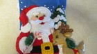 Christmas Stocking Felt Hand Stitched Bucilla Santa And Reindeer Finished