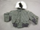 Vintage Alpha N-2b Jacket Mens Large Green Flight Bomber Fur  Military Parka