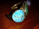 Unsigned 1920s Turquoise Bracelet Navajo Sterling Silver Cuff Hand Made