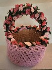 Free Floral Basket Crocheted New Baby Pink Hand Made All Purpose 12 X 14 X 6 New