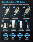 48pcs Led Interior Car Lights Kit 6500k White Interior Bulbs Replacement 194 T10