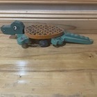 Antique Crocodile Alligator Wooden Pull Toy String Wood Mechanism Moving Tail 
