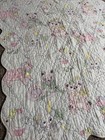 Vintage Baby Blanket Quilted Crib Quilt Pastel Cats Bunnies Nursery 80s 70s