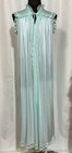 Vintage Mint Aqua Nylon Tricot Long Nightgown Lace Prairie Cottagecore Fairycore