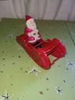 Vintage 1930 s Japan Christmas Thin Celluloid Santa Claus W sleigh Toy Figure
