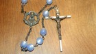 Vtg Sterling Silver Chapel Catholic Rosary Light Blue Beads 21 