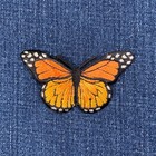 Orange Butterfly Applique Patch - Embroidered Insect Badge 2-7 8   iron On 