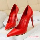 Women s High Heel Pointy Toe Faux Leather Shoes Office Dress Work Ol Court Pumps