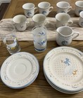 Vintage Set Of Aunt Rhody Dishes 22 Pcs Plates Bowls Mugs Blue Goose Cottagecore