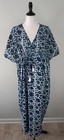 New World Market Navy Blue White Kaftan Drawstring Dress Size S m
