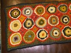 Vintage Primative Handmade Wool Hooked Penny Rug Mat Multicolor Runner 28x11 5 