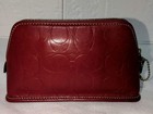 Coach Signature Leather Pouch Red Used Jewelry Makeup Case
