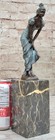 Signed Original Highly Detailed Genuine Bronze Maiden Marble Sculpture Figurine