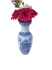 X Large 25    Vintage Chinese Blue   White Porcelain Vase W 2 D Figures   Bats