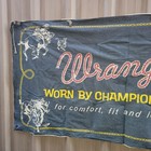 Vintage 1960 Advertising Denim Banner 73    Cowboy Wrangler Jeans Cowboys Defects