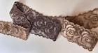 Antique French Embroidered Net Lace Trim Taupe  Xx965