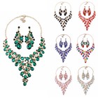 Luxury Women Prom Wedding Bridal Crystal Rhinestone Necklace Earring Jewelry Set