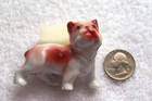 Vintage Rusty Red   White Bulldog Small 2 3 8  Porcelain Figurine - Japan