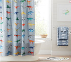 Pottery Barn Kids Finn Dino Dinosaur Shower Curtain   Hand Towel 72 X72 Nwot