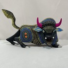 Mexican Folk Art Carved Alebrije Bull Ox Oaxaca Bright Mystical Copal Wood