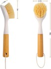 3 Pack Dish Brush Set With Bamboo Handle  Scrubber Built-in White 