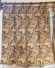 Vintage Mcm Mint Green teal pink gold Cafe Curtains 4 Panels 34 x33  Scalloped