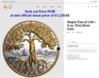 2025 Canada  50 Maple Tree Of Life 5 Oz Fine Silver Coin  Issue Price  1 239 95
