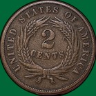 1865 Two Cent Piece Choice Very Fine Vf  Coin  35485