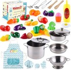 35 Pcs Kitchen Pretend Play Accessories Toys cooking Set With Stainless Steel   