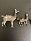 Sterling Llama Figurine Family  4    Peru  Vintage 