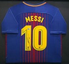 Lionel Messi Signed Framed Fc Barcelona Blue   Red Jersey Bas Witness