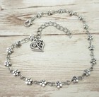 New Women s Silver Daisy Flower And Dangling Heart Charm Ankle Bracelet