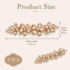 2pcs Champagne Flower Rhinestone Hair Clips  Sparkly Crystal Bridal Hair Barrett