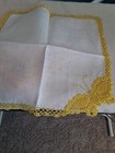 Lot Of 3 Vintage Cotton linen Handkerchief Crochet Lace Edges Butterfly Gorgeous