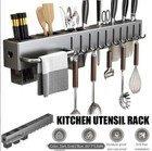 Wall-mounted Kitchen Shelf Organizer Knife Holder Storage Rack Utensils Rack