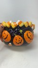 Ceramic Halloween Candy Bowl Pumpkins Candy Corn Stars 10 Inches Round Nice