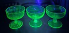 Vtg 3 Green Vaseline  glows  Sherbet Glasses 1 Hocking Circle 30 s