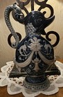 Rare Reinhold Merkelbach Unusual Elaborate 1890s Blue Glaze Wine Pitcher Stein  