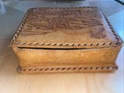 Vintage Fishing Reel Case Storage Bag Hand Tooled Leather 1930   s Rare 9    X 7   
