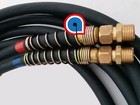 Red   Blue Rubber Air Line  15  Ft Ref 11-81150 1 2  Swivel Brass Fittings