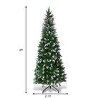 6ft Snow Flocked Unlit Artificial Pencil Christmas Tree Hinged W  Pine Cones